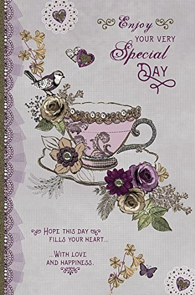 Love and Happiness Teacup and Flowers Birthday Card