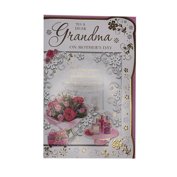 To A Dear Grandma On Mother's Day Die Cut Flowers Design Card