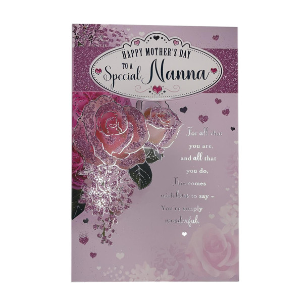 Happy Mother's Day To Special Nanna Glitter Rose Design Card