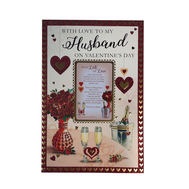 With Love To My Husband On Valentine's Day Champagne Design Card