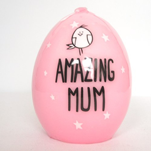 Amazing Mum Cute Pink Novelty Pillar Wax Candle