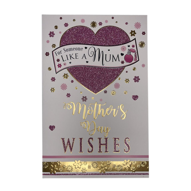 For Someone Like A Mum Glitter Heart Design Mother's Day Card