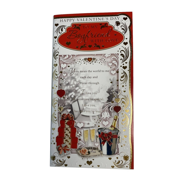 To Boyfriend Champagne And Gifts Design Valentine's Day Card