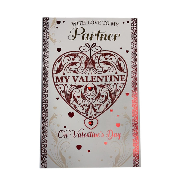 To Partner Big Red Glitter Heart Design Valentine's Day Card