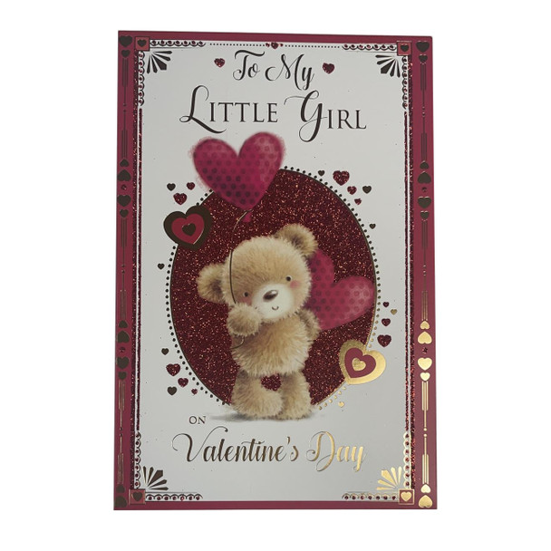 To My Little Girl Teddy Holding Heart Balloon Design Valentine's Day