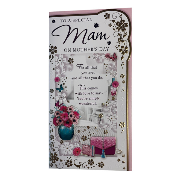 To A Special Mam On Mother's Day Purse And Flowers Design Card
