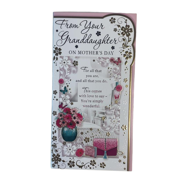From Your Granddaughter On Mother's Day Purse And Flowers Design Card