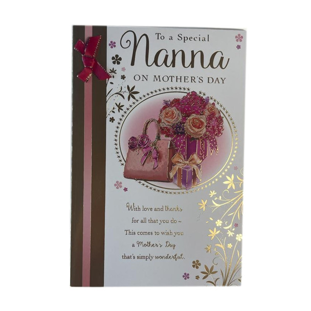 To Nanna On Mother's Day Purse And Flowers Design Card