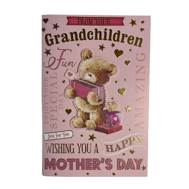 From Your Grandchildren Teddy Holding Gift Design Mother's Day Card