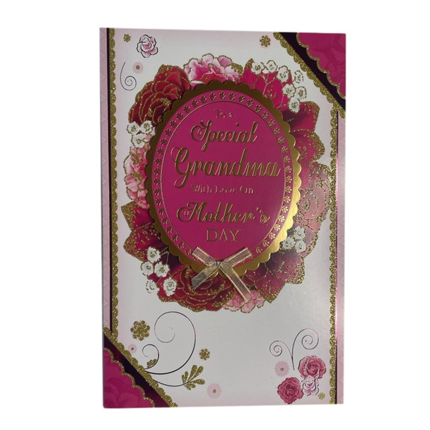 To Grandma Glitter Finished Roses Design Mother's Day Card