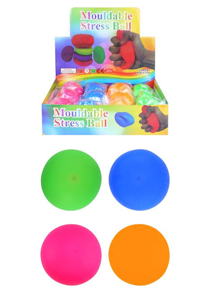 Box of 12 Stretchy Assorted Coloured Stress Balls 7cm