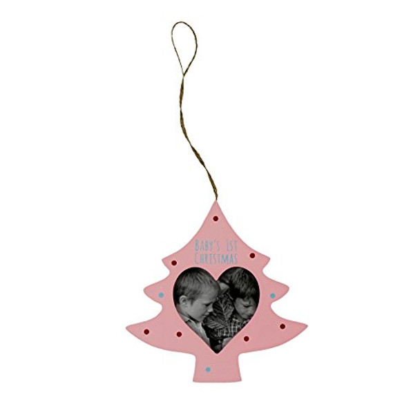 MDF Christmas Tree Photo Hanging Decoration Baby's 1st Christmas Pink