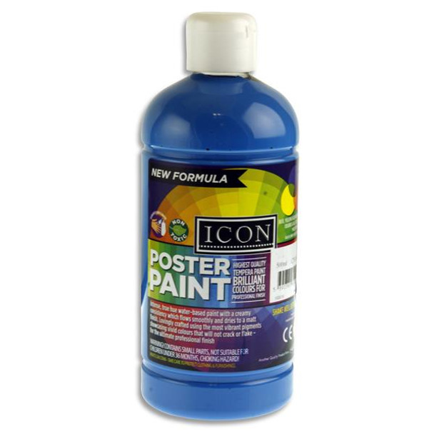 500ml Cyan Blue Poster Paint by Icon Art