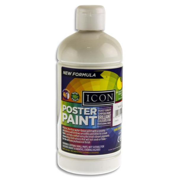 500ml White Poster Paint by Icon Art