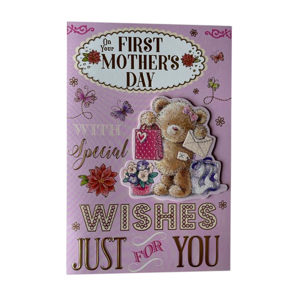 On Your First Mother's Day Teddy With Envelope Design Card