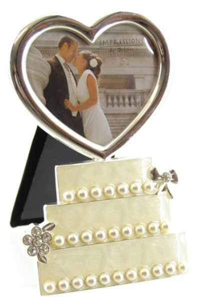 Juliana Silverplated Wedding Cake Photo Frame with Heart