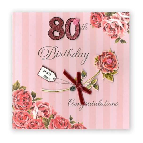 Second Nature Collectable Greeting Card for 80th Birthday Pink