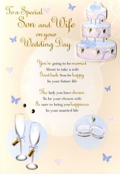Second Nature Luxury 'Wedding Son & Wife Traditional Wedding' Day Greetings Card
