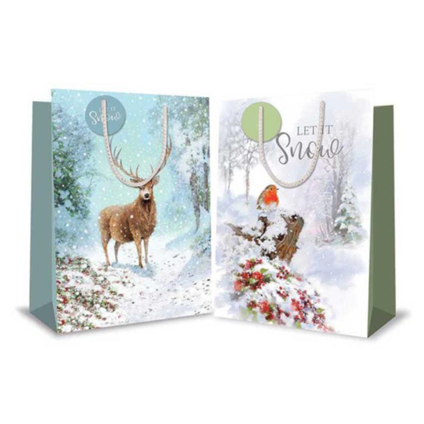 Jumbo Christmas Bag Traditional Robin and Deer