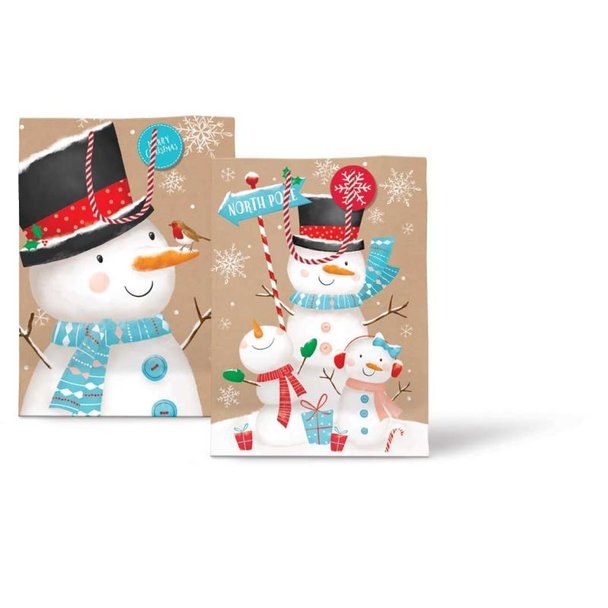 Large Christmas Bag Cute Kraft Snowmen