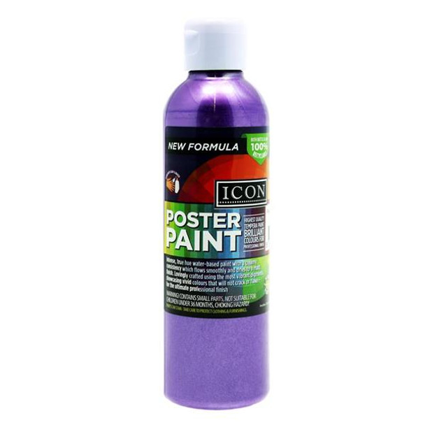 300ml Purple Pearlescent Poster Paint by Icon Art