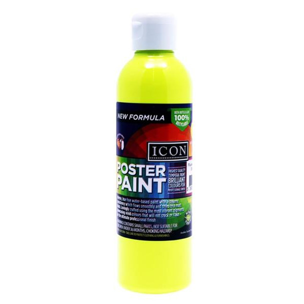 300ml Sunburst Yellow Fluorescent Poster Paint by Icon Art