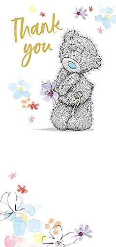 Thank You Card Bear With Flower