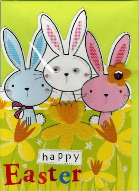 Happy Easter Card With Googly Eyed Bunnies By Second Nature