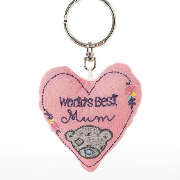 Worlds Best Mum Me to You Bear Padded Heart Keyring