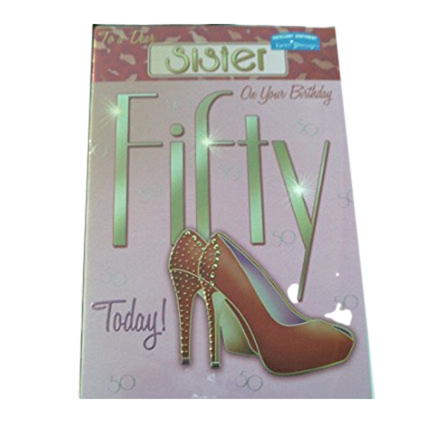 Sister 50 Today! Beautiful Shoes Design Birthday Card