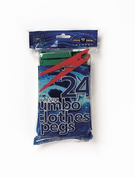 24 Jumbo Plastic Clothes Pegs - Assorted Colours