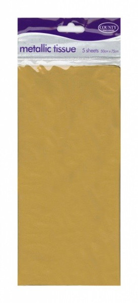 Pack of 5 Gold Metallic Tissue Paper 50x75cm