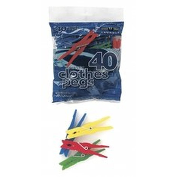 30 Plastic Clothes Pegs Assorted Colours