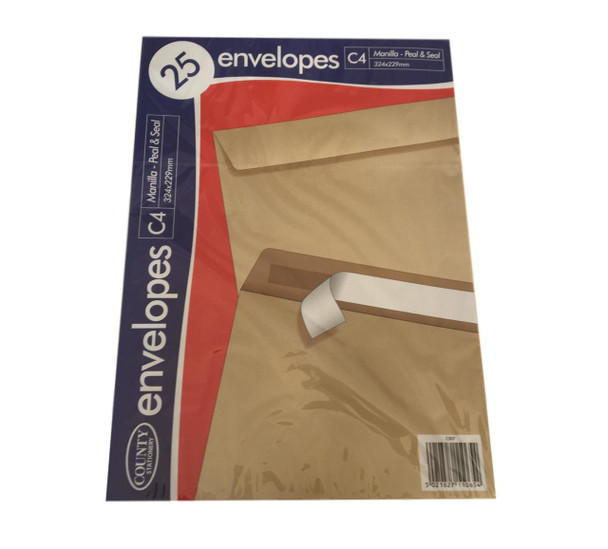 Pack of 25 C4 Peel & Seal Manilla Envelopes