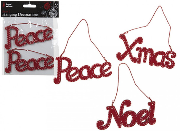 Set of 2 Die Cut Christmas Hanging Decorations