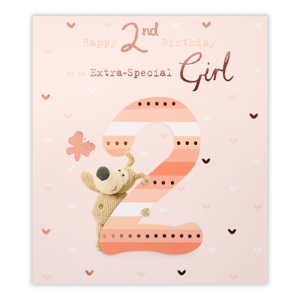 Boofle With Butterfly 2nd Birthday Card 