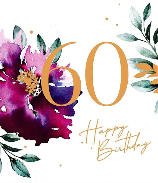 60th Birthday Card Pastel Florals