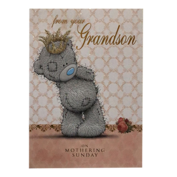 From Your Grandson Mothers Day Card Tatty Teddy with a Crown