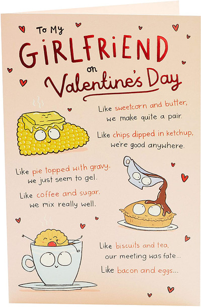 For My Girlfriend Cute Cartoon Design Valentine's Day Card