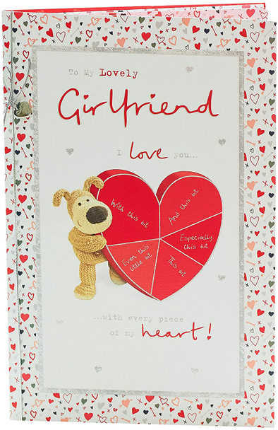 Boofle Girlfriend Valentine's Day Card with Silver Bow