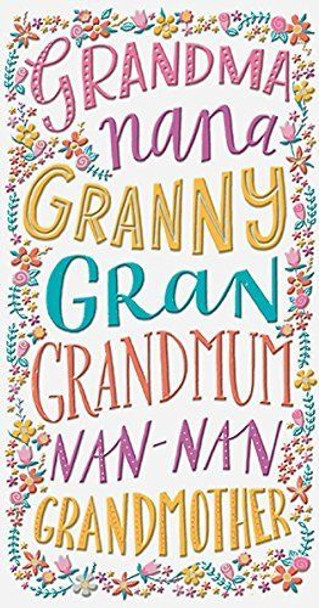 Grandma Nana Granny Gran Grandmum Nan Grandmother Mother's Day Card