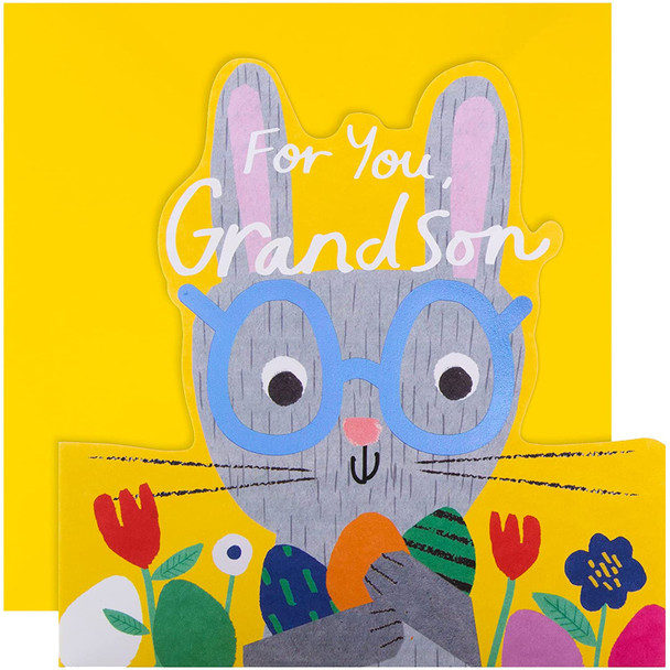 Die Cut Bunny Design Grandson Easter Card