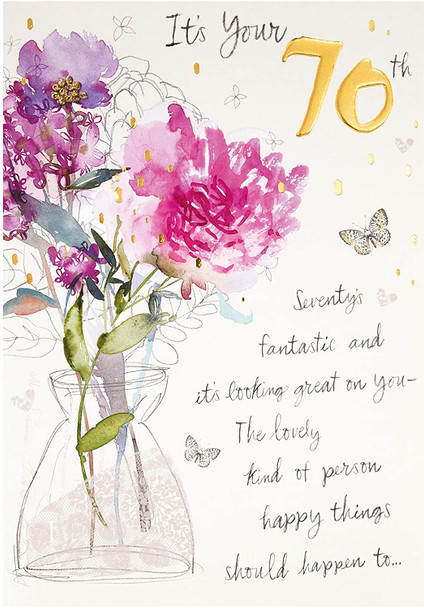 Classic Embossed Floral Design 70th Birthday Card