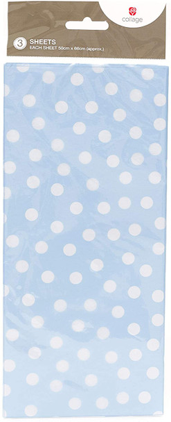 Blue and White Polka Dot Design  3 Sheets Tissue Paper for Gift Bags