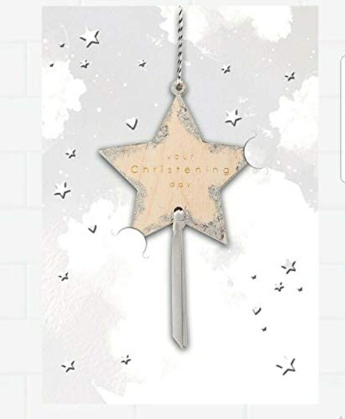 Christening Day Card with Hanging Keepsake