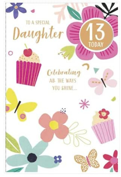 Daughter Birthday Card with Personalised Age Stickers 13th or 16th