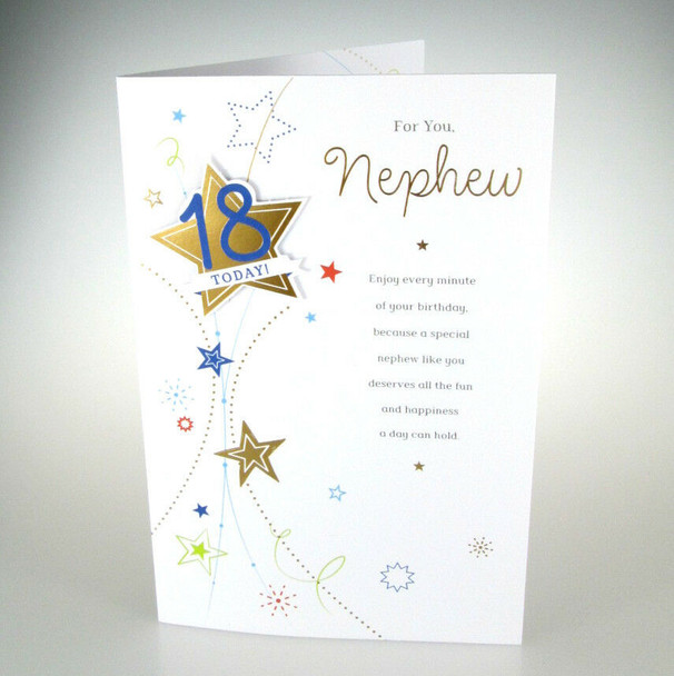 Great Nephew Birthday Greeting Card with Personalised Stickers 18th, 21th, 30th