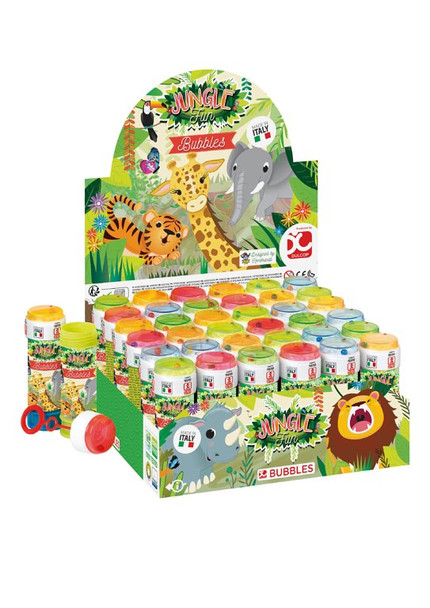 Box of 36 Jungle Animal 60ml Bubble Tubs with Wand