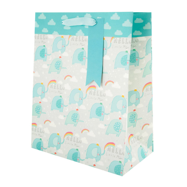 Cute Elephant Design New Baby Boy Large Gift Bag