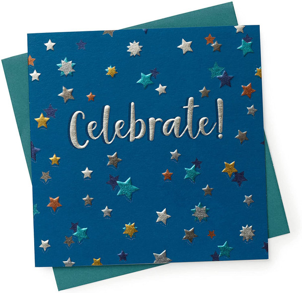 Metallic Foil Stars Birthday Celebration Card